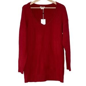 LOVERS +FRIENDS Pullover Long‎ Sleeve  Knit V Neck Sweater Dress Red Size S NWT